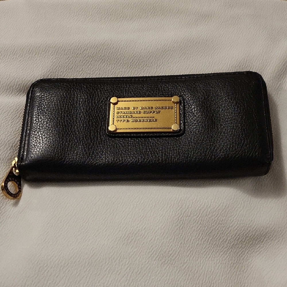 Marc By Marc Jacobs Black Wallet with Gold Accents